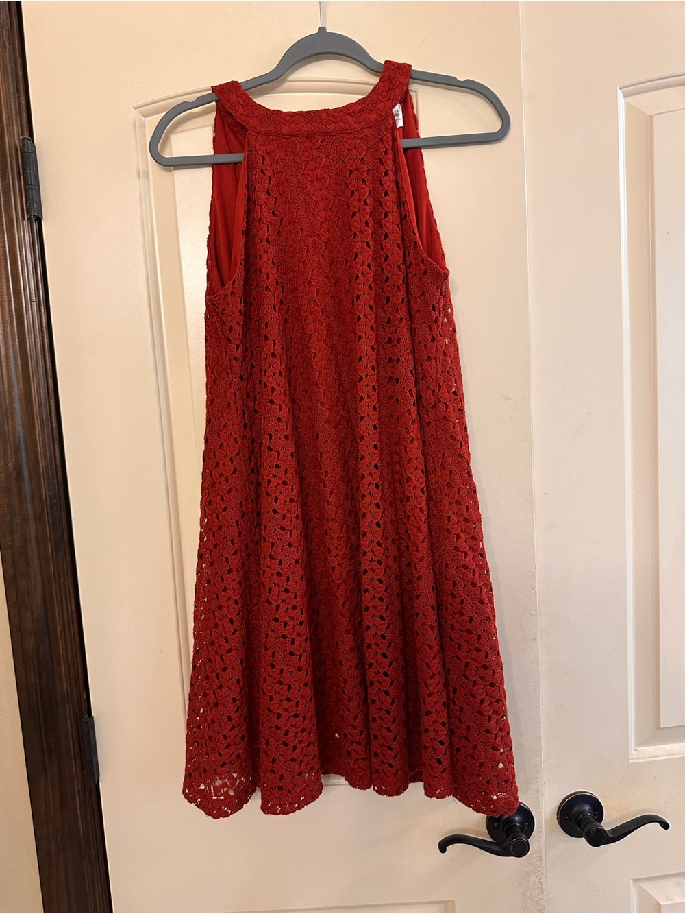 Women's Rust/Wine Colored Crochet Dress